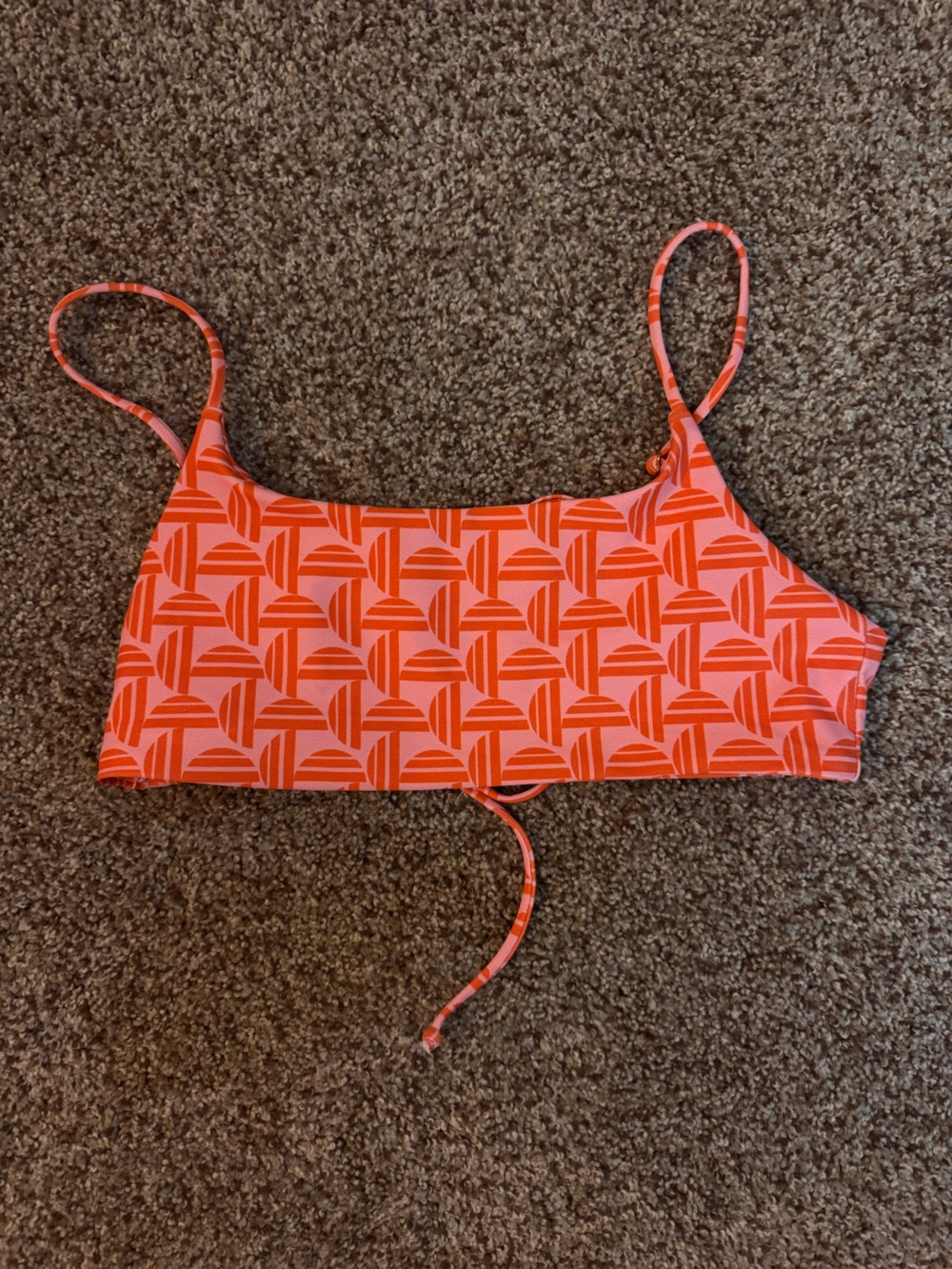 Skatie Orange Geometric Bikini Top